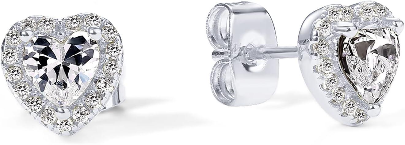 imagePAVOI 14K Gold Plated 925 Sterling Silver Post Brilliant Round Faux Diamond Halo Earrings Premium Cubic Zirconia in Rose White and Yellow GoldWhite Gold