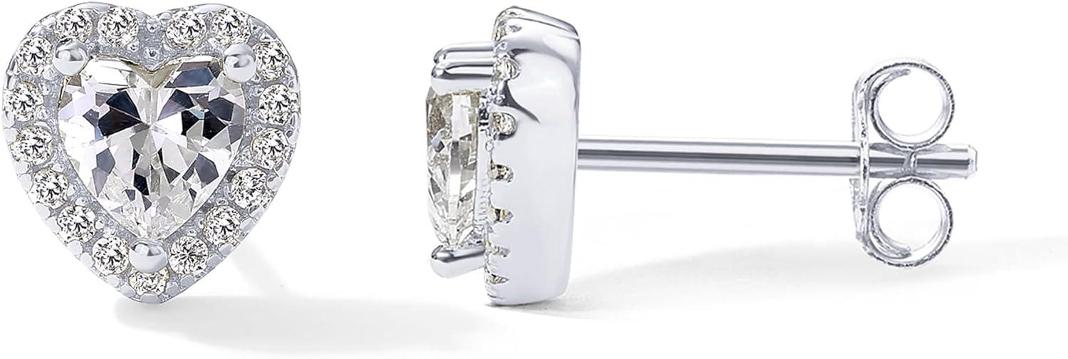 imagePAVOI 14K Gold Plated 925 Sterling Silver Post Brilliant Round Faux Diamond Halo Earrings Premium Cubic Zirconia in Rose White and Yellow GoldWhite Gold