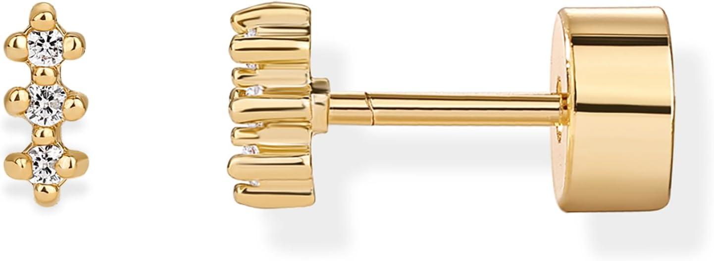 imagePAVOI 14K Gold Plated 925 Sterling Silver Posts Mini Stud Flat Back Earrings for Women Helix Cartilage Piercing Jewelry Dainty Pearl Star Cluster Cubic Zirconia Lotus Climber Screw BacksClimber Stud