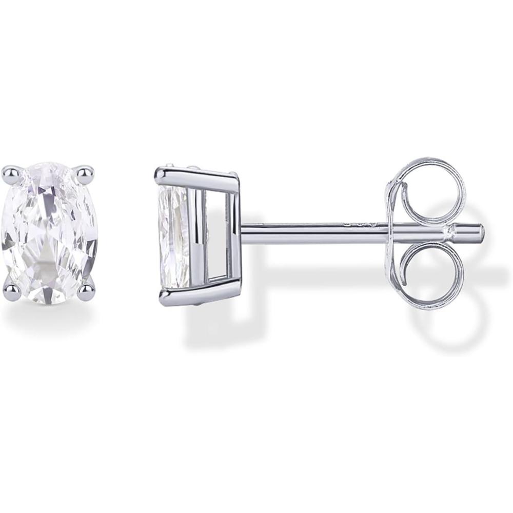 imagePAVOI 14K Gold Plated 925 Sterling Silver Cubic Zirconia Stud Earrings for Women  Simulated Diamond CZ EarringsWhite Gold