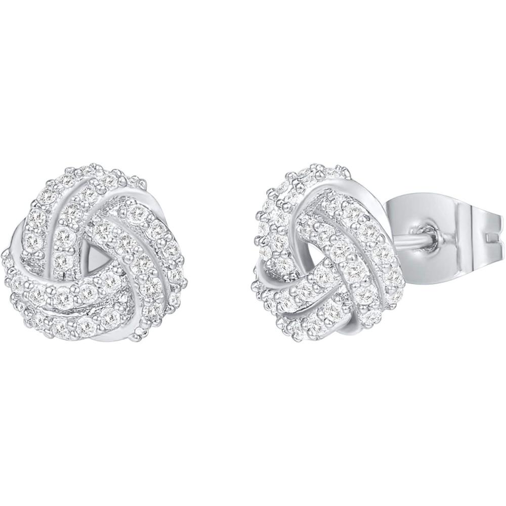 imagePAVOI 14K Gold Plated 925 Sterling Silver Post Love Knot Stud Earrings  Gold Earrings for WomenWhite Gold
