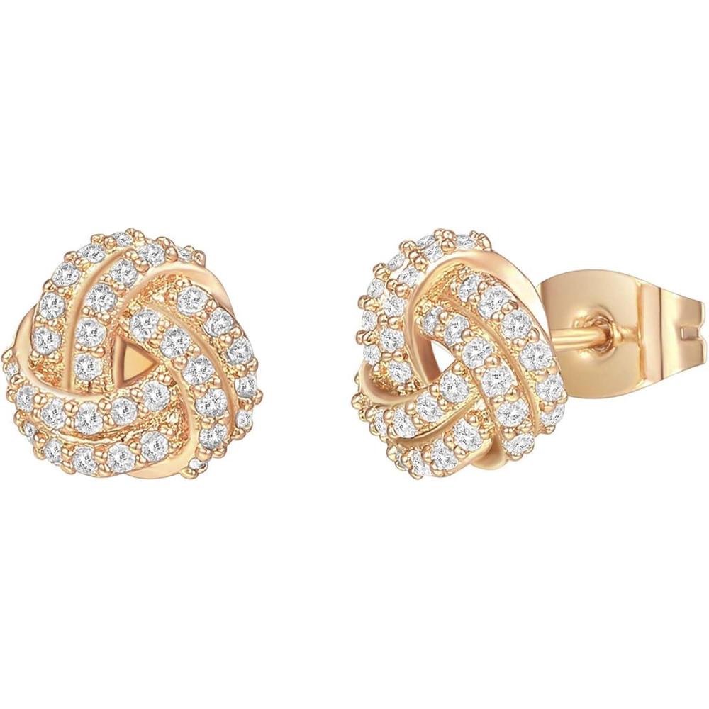 imagePAVOI 14K Gold Plated 925 Sterling Silver Post Love Knot Stud Earrings Gold Earrings for WomenYellow Gold