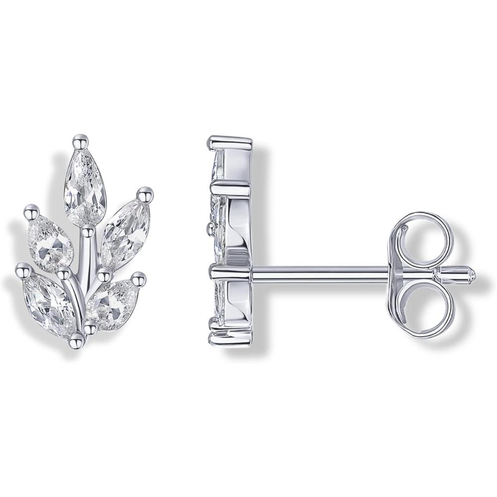 imagePAVOI 14K Gold Plated Cubic Zirconia Stud Earrings for Women  925 Sterling Silver Posts Statement Crystal Cluster Wedding Earrings for Brides ampamp Bridesmaids  Trendy CZ Pearl Studs Wedding JewelryWhite Gold