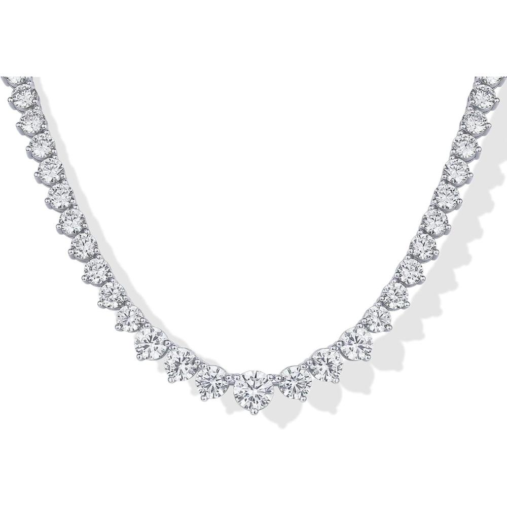 imagePAVOI 14K Gold Plated Graduated Tennis Necklaces for Women  Cubic Zirconia Tennis Necklace for Brides ampamp Bridesmaids  Simulated Diamond Chain Trendy Wedding JewelryWhite Gold