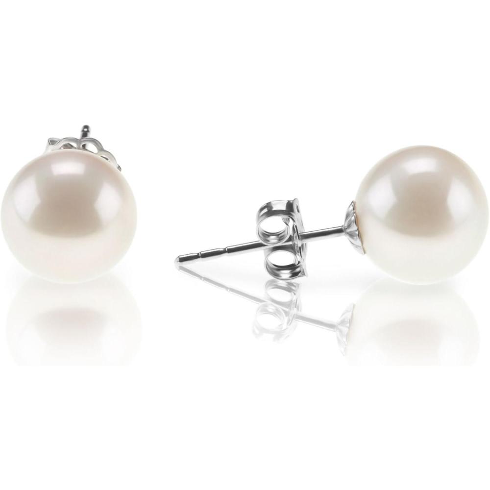 imagePAVOI 18K Gold Plated 925 Sterling Silver Round Stud White Simulated Shell Pearl EarringsWhite Gold