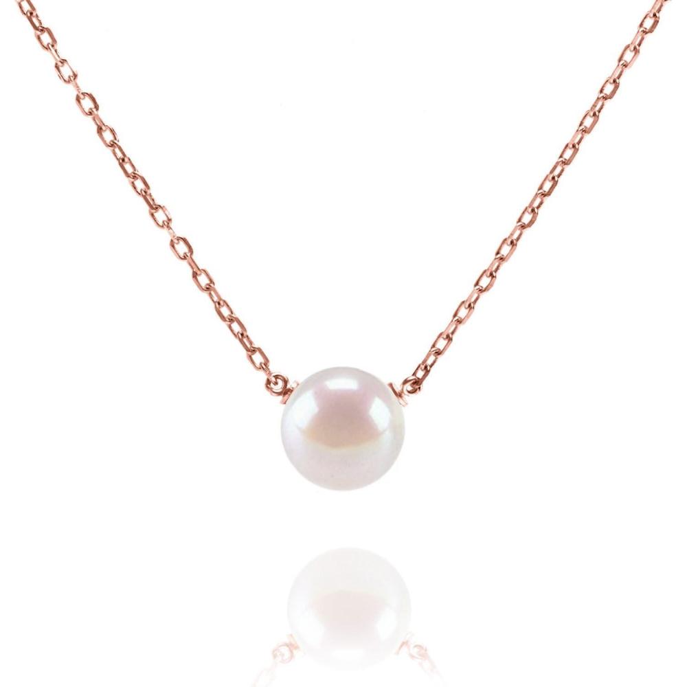 imagePAVOI Handpicked AAA Freshwater Cultured Single Pearl Necklace Pendant  Gold Necklaces for WomenRose Gold