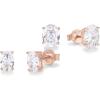 PAVOI 14K Gold Plated 925 Sterling Silver Cubic Zirconia Stud Earrings for Women | Simulated Diamond CZ Earrings(Rose Gold)