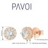 PAVOI 14K Gold Plated 925 Sterling Silver Post Brilliant Round Faux Diamond Halo Earrings – Premium Cubic Zirconia in Rose, White, and Yellow Gold(Rose Gold)