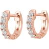 PAVOI 14K Gold Plated 925 Sterling Silver Post Pave Cubic Zirconia Huggie Hoop Earrings for Women(Rose Gold)