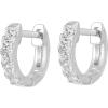 PAVOI 14K Gold Plated 925 Sterling Silver Post Pave Cubic Zirconia Huggie Hoop Earrings for Women(White Gold)
