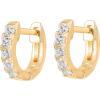 PAVOI 14K Gold Plated 925 Sterling Silver Post Pave Cubic Zirconia Huggie Hoop Earrings for Women(Yellow Gold)