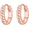 PAVOI 14K Gold Plated 925 Sterling Silver Post Twisted Huggie Earring | Women’s Mini Hoop Earrings(Rose Gold)
