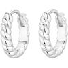 PAVOI 14K Gold Plated 925 Sterling Silver Post Twisted Huggie Earring | Women’s Mini Hoop Earrings(White Gold)