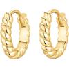 PAVOI 14K Gold Plated 925 Sterling Silver Post Twisted Huggie Earring | Women’s Mini Hoop Earrings(Yellow Gold)