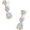 PAVOI 14K Gold Plated Cubic Zirconia Dangle Earrings for Women – Crystal Long Linear Bridal Drop Earrings – Cluster CZ Pearl Simulated Diamond Drop Dangle Wedding Jewelry for Brides & Bridesmaid(Yellow Gold)