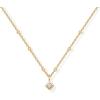 PAVOI 14K Gold Plated Dainty Tube Ball Square Beaded Chain Bezel Set Solitaire Pendant Necklace for Women | Round Princess Marquise Cubic Zirconia Statement Necklace(Yellow Gold)