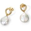 PAVOI 14K Gold Plated Pearl Earrings for Women – Pearl Statement Drop Bridal Earrings – 925 Sterling Silver Posts Dangle Studs Gold Wedding Jewelry(Yellow Gold)