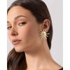 PAVOI 14K Gold Plated Statement Sun Earrings for Women – Chunky Sun Stud Earrings – Gold Big Celestial Studs with Pearls – Trendy Summer Jewelry(Yellow Gold)