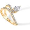 PAVOI 14K Gold Plated Wavy Engagement Ring for Women | Solitaire Cubic Zirconia Wedding Band & Promise Rings for Her | Trendy Fashion Jewelry(Yellow Gold)