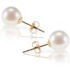 PAVOI 18K Gold Plated 925 Sterling Silver Round Stud White Simulated Shell Pearl Earrings(Yellow Gold)