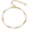 PAVOI 18K Gold Plated Beaded Freshwater Cultured Pearl Bracelet for Women | Dainty Bracelet with Pearl Beads(Pearls & Gold Beads)