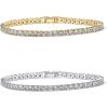 PAVOI 14K Gold Plated 3mm Cubic Zirconia Classic Tennis Bracelet | Gold Bracelets for Women | Size 6.5-7.5 Inch(White Gold & 14K Yellow Gold Pack)