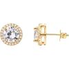 PAVOI 14K Gold Plated 925 Sterling Silver Post Brilliant Round Faux Diamond Halo Earrings – Premium Cubic Zirconia in Rose, White, and Yellow Gold(Vermeil Yellow)