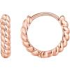 PAVOI 14K Gold Plated 925 Sterling Silver Post Twisted Huggie Earring | Women’s Mini Hoop Earrings(Rose Gold)