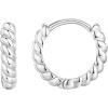 PAVOI 14K Gold Plated 925 Sterling Silver Post Twisted Huggie Earring | Women’s Mini Hoop Earrings(White Gold)