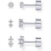 PAVOI 14K Gold Plated 925 Sterling Silver Posts Dainty Mini Multi-Shape Flat Back Stud Earring Pack for Women | Helix Cartilage Piercing Jewelry(3-Pair Set)