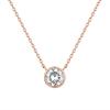 PAVOI 14K Gold Plated Circle CZ Solitaire Necklace | Elegant Bezel Pendant | Dainty Cubic Zirconia Halo Choker Necklaces for Women(Rose Gold)