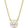 PAVOI 14K Gold Plated Circle CZ Solitaire Necklace | Elegant Bezel Pendant | Dainty Cubic Zirconia Halo Choker Necklaces for Women(Vermeil Yellow)