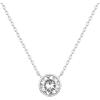 PAVOI 14K Gold Plated Circle CZ Solitaire Necklace | Elegant Bezel Pendant | Dainty Cubic Zirconia Halo Choker Necklaces for Women(White Gold)