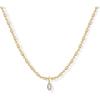 PAVOI 14K Gold Plated Dainty Tube Ball Square Beaded Chain Bezel Set Solitaire Pendant Necklace for Women | Round Princess Marquise Cubic Zirconia Statement Necklace(Yellow Gold)