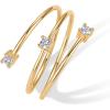 PAVOI 14K Gold Plated Dainty Wrap Ring for Women – Thin Spiral Band with Cubic Zirconia – Minimalist Dainty Open Rings for Women – Wrap Around Bands Trendy Fashion Jewelry(Yellow Gold)