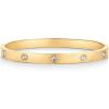 PAVOI 14K Gold Plated Love Bangle Bracelets for Women | Waterproof Stainless Steel Cubic Zirconia Hinged Bracelet Dupe(Yellow Gold)