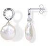 PAVOI 14K Gold Plated Pearl Earrings for Women – Pearl Statement Drop Bridal Earrings – 925 Sterling Silver Posts Dangle Studs Gold Wedding Jewelry(White Gold)