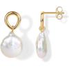 PAVOI 14K Gold Plated Pearl Earrings for Women – Pearl Statement Drop Bridal Earrings – 925 Sterling Silver Posts Dangle Studs Gold Wedding Jewelry(Yellow Gold)