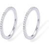 PAVOI 14K Gold Plated Solid 925 Sterling Silver CZ Simulated Diamond Stackable Ring Eternity Bands for Women(2-Pack White Gold)