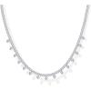 PAVOI 14K Gold Plated Station Necklace – Simulated Diamond Layering Necklaces – Womens CZ Chain(White Gold)