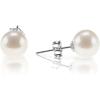 PAVOI 18K Gold Plated 925 Sterling Silver Round Stud White Simulated Shell Pearl Earrings(White Gold)