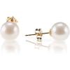 PAVOI 18K Gold Plated 925 Sterling Silver Round Stud White Simulated Shell Pearl Earrings(Yellow Gold)