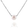 PAVOI Handpicked AAA+ Freshwater Cultured Single Pearl Necklace Pendant | Gold Necklaces for Women(White Gold)