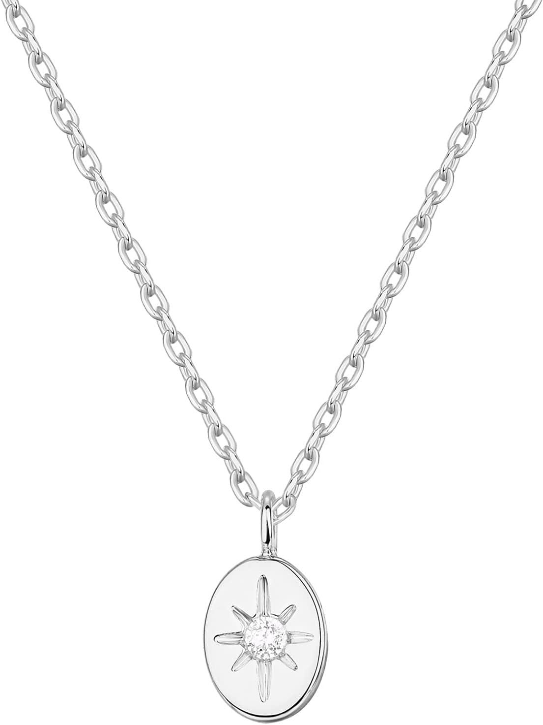 imagePAVOI 14K Gold Plated Engraved Coin Pendant Necklaces for Women Byzantine Coin Pendants Bohemian NecklaceWhite Gold