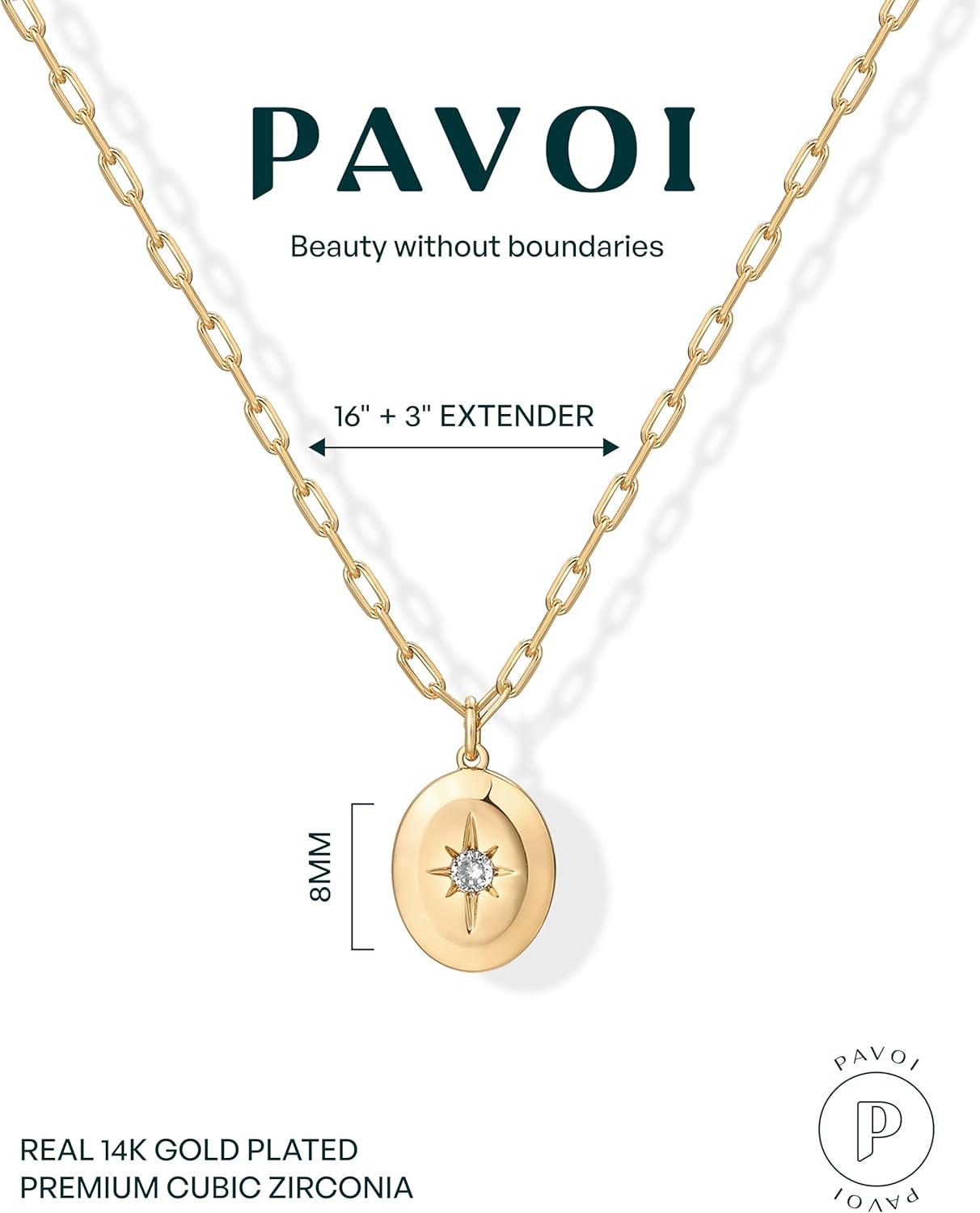 imagePAVOI 14K Gold Plated Engraved Coin Pendant Necklaces for Women Byzantine Coin Pendants Bohemian NecklaceWhite Gold