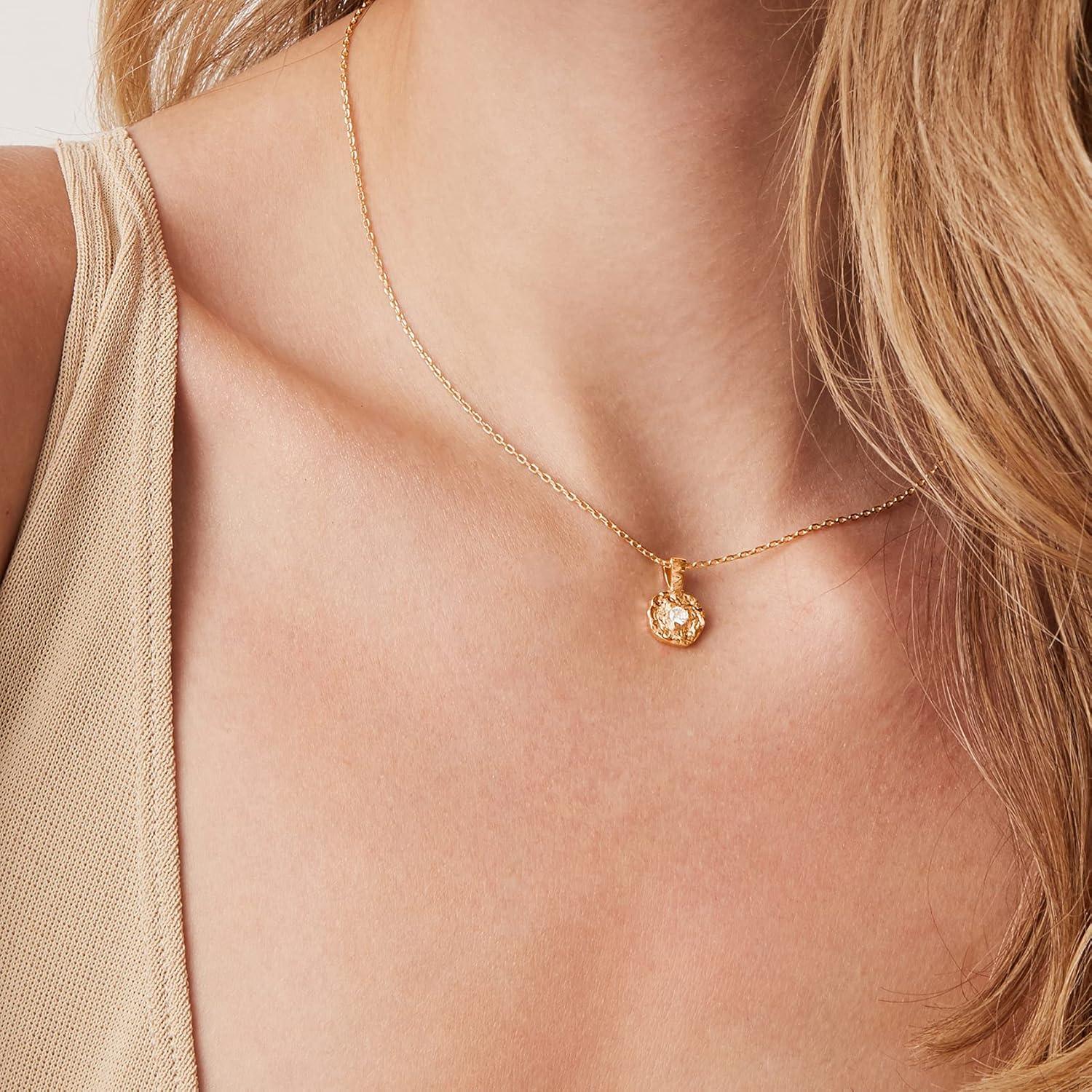 imagePAVOI 14K Gold Plated Engraved Coin Pendant Necklaces for Women Byzantine Coin Pendants Bohemian NecklaceYellow Gold