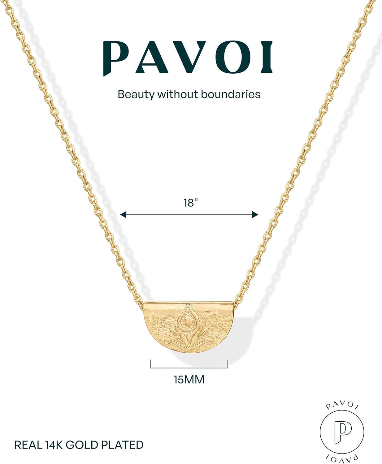 imagePAVOI 14K Gold Plated Engraved Coin Pendant Necklaces for Women Byzantine Coin Pendants Bohemian NecklaceYellow Gold