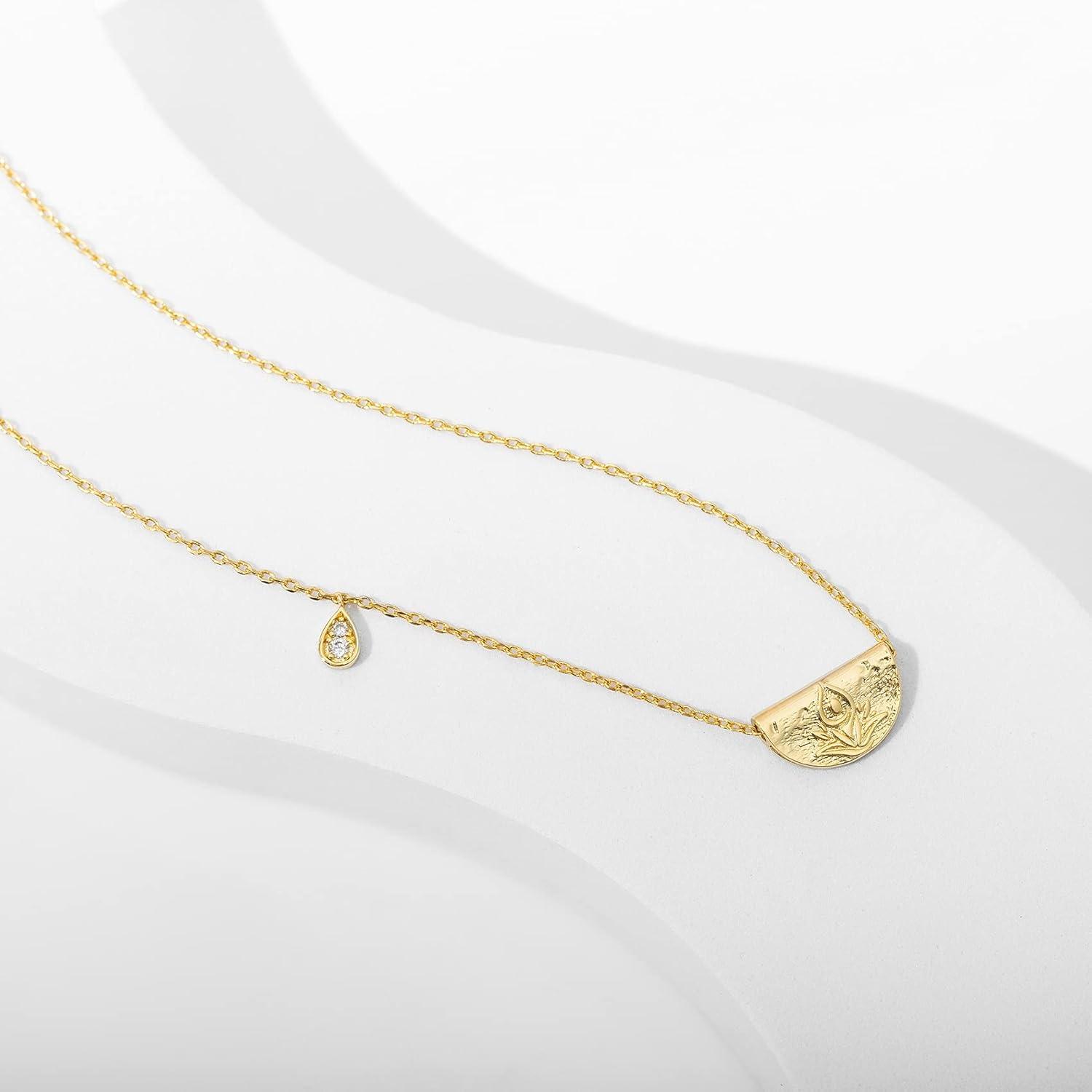 imagePAVOI 14K Gold Plated Engraved Coin Pendant Necklaces for Women Byzantine Coin Pendants Bohemian NecklaceYellow Gold