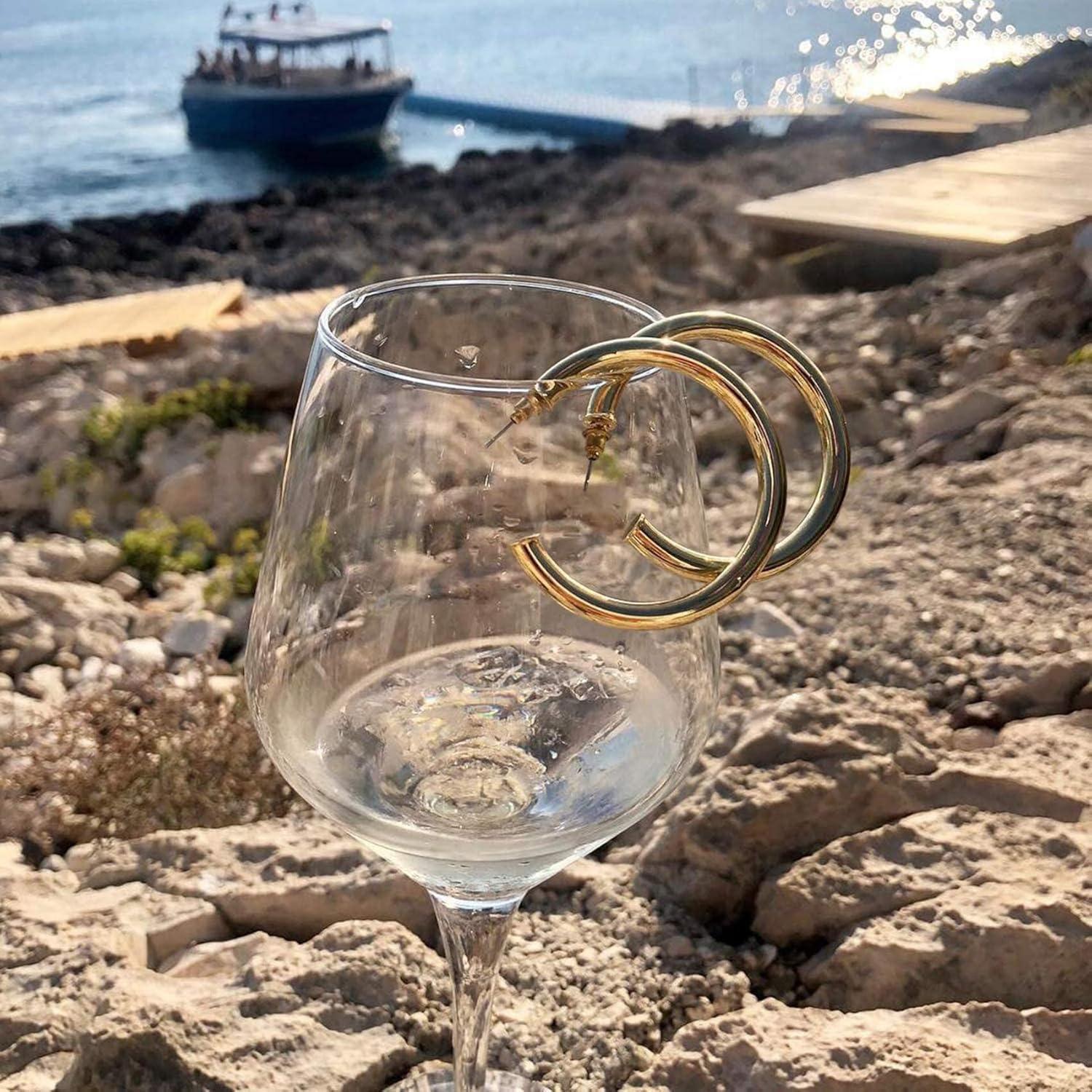 imagePAVOI 14K Gold Plated Lightweight Chunky Open Hoops for Women Trendy Gold Hoop EarringsYellow Gold