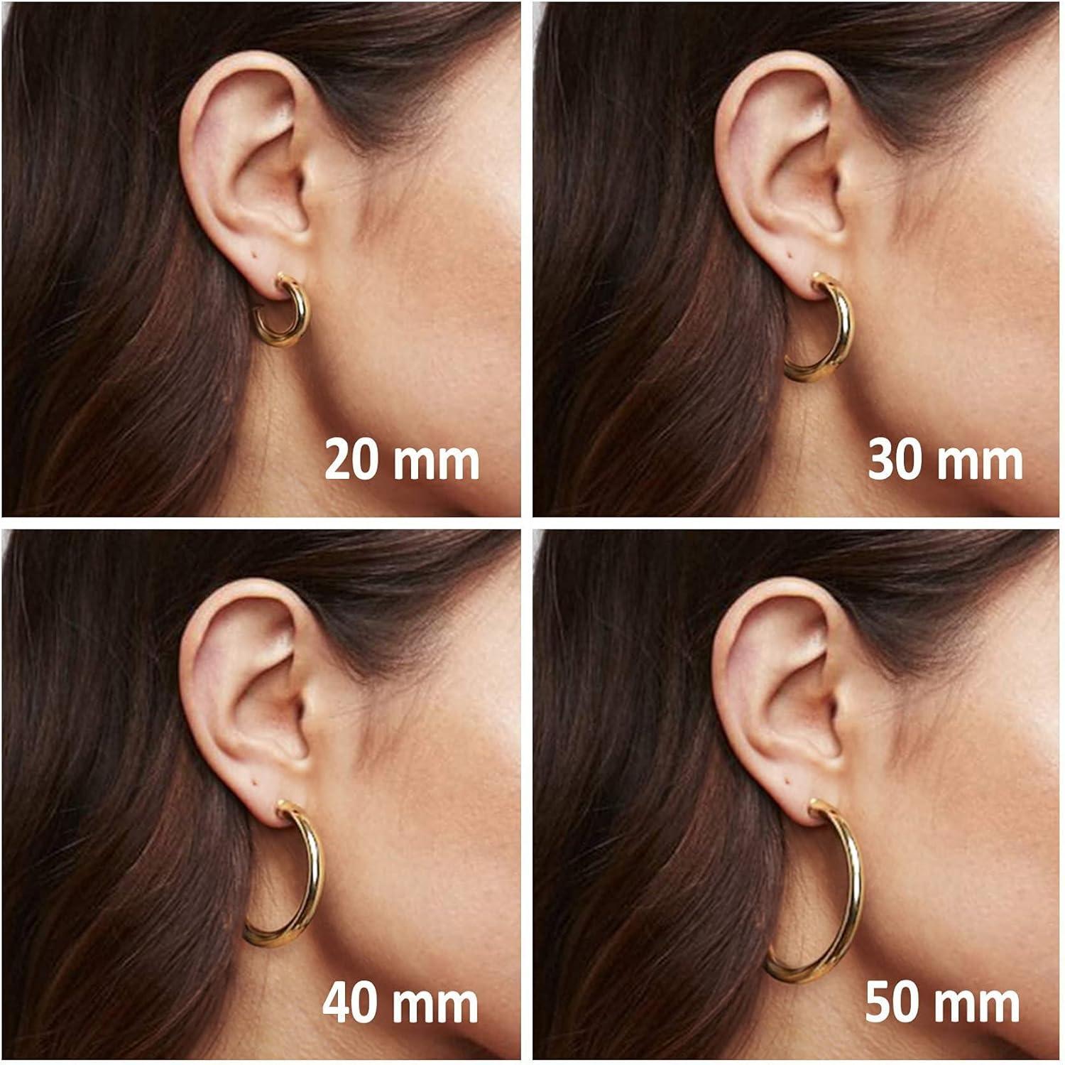 imagePAVOI 14K Gold Plated Lightweight Chunky Open Hoops for Women Trendy Gold Hoop EarringsYellow Gold